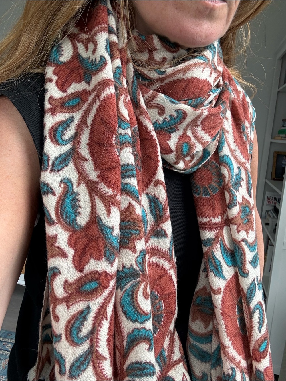 Roberta Roller Rabbit 100% Wool Oversized Floral Wrap Scarf - Picture 1 of 9